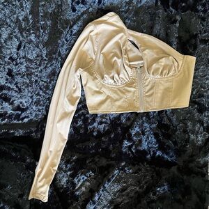 One Shoulder Leather Crop